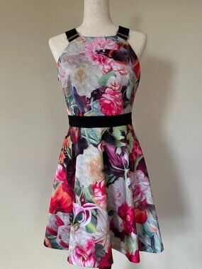 Ted Baker White Floral Fit-and-Flare Dress Size 3 (US 8)